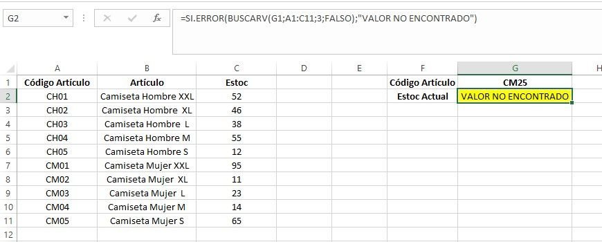 Función BUSCARV Excel uso