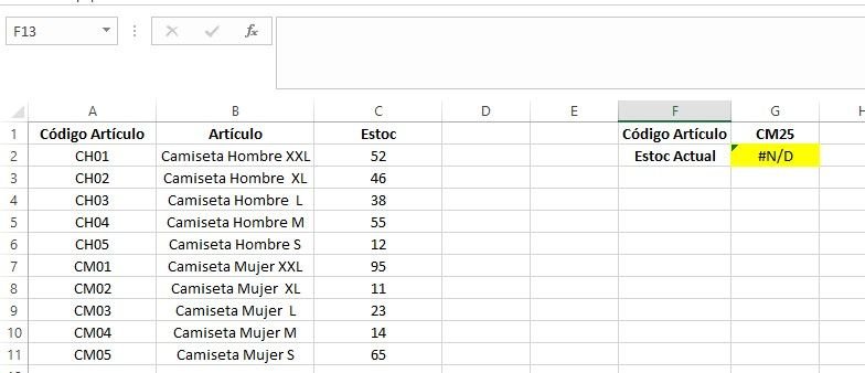 Función BUSCARV Excel #N/D