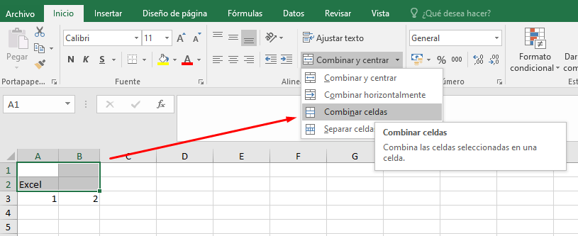 combinar celdas excel
