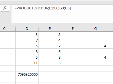 como usar producto en excel