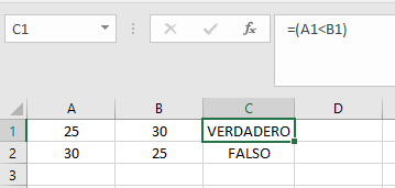 operador menor que excel