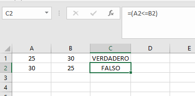 operador mayor que excel