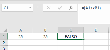 operador diferente excel