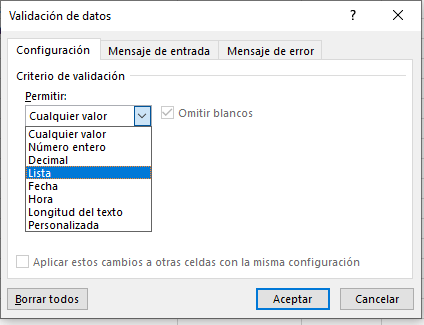 seleccionar desplegable excel