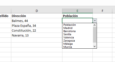 desplegable excel avanzado