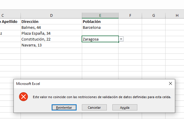 desplegable excel errores