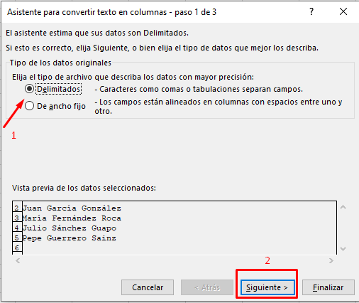 separar nombres y apellidos excel facil