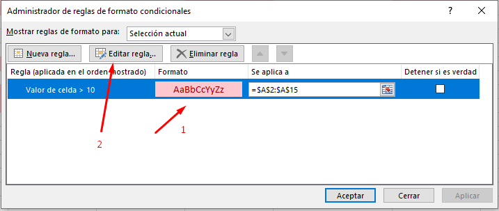 como aplicar formato condicional de una celda excel