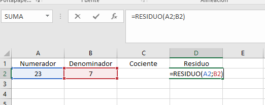 dividir excel residuo