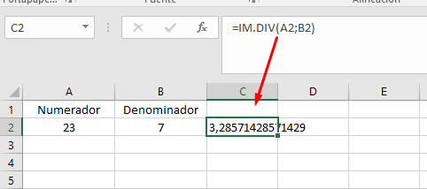 dividir en excel con im.div