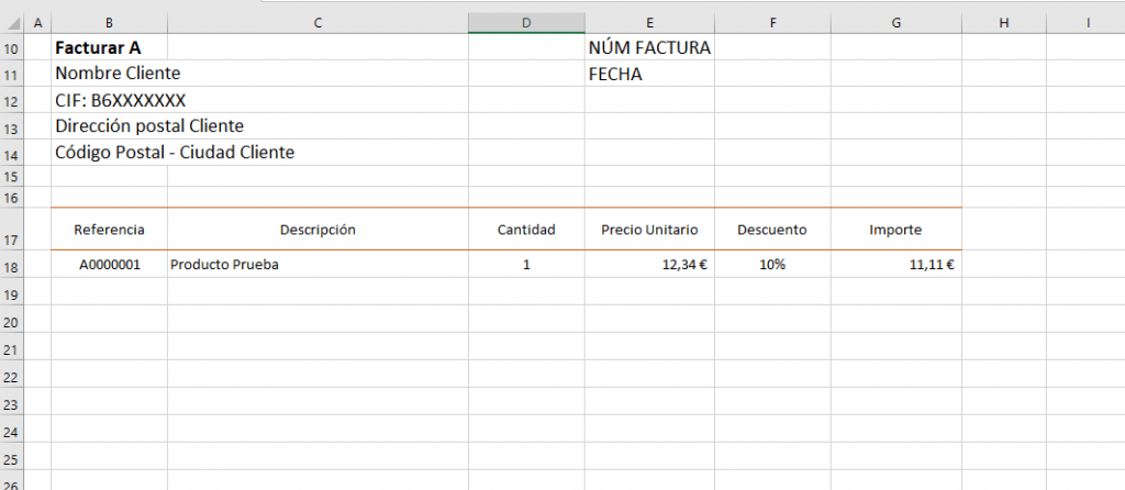factura excel sencilla