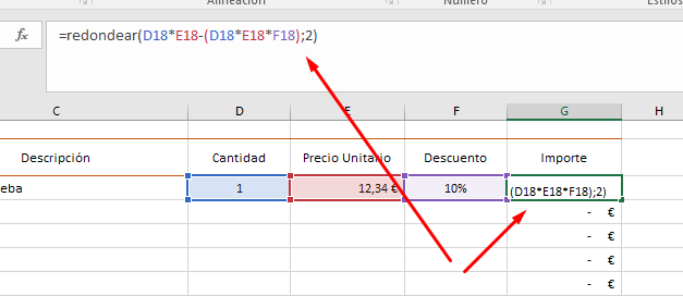 redondear factura excel