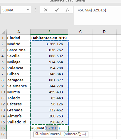 funcion suma excel columna