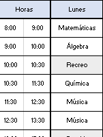horario plantilla excel