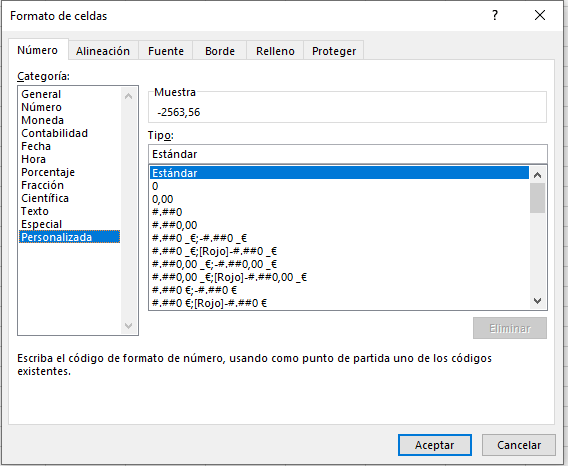 numero negativo con parentesis en excel