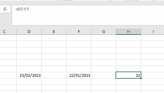 Diferencia en días entre dos fechas en excel