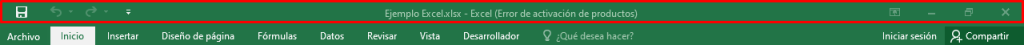 Barra de títulos excel